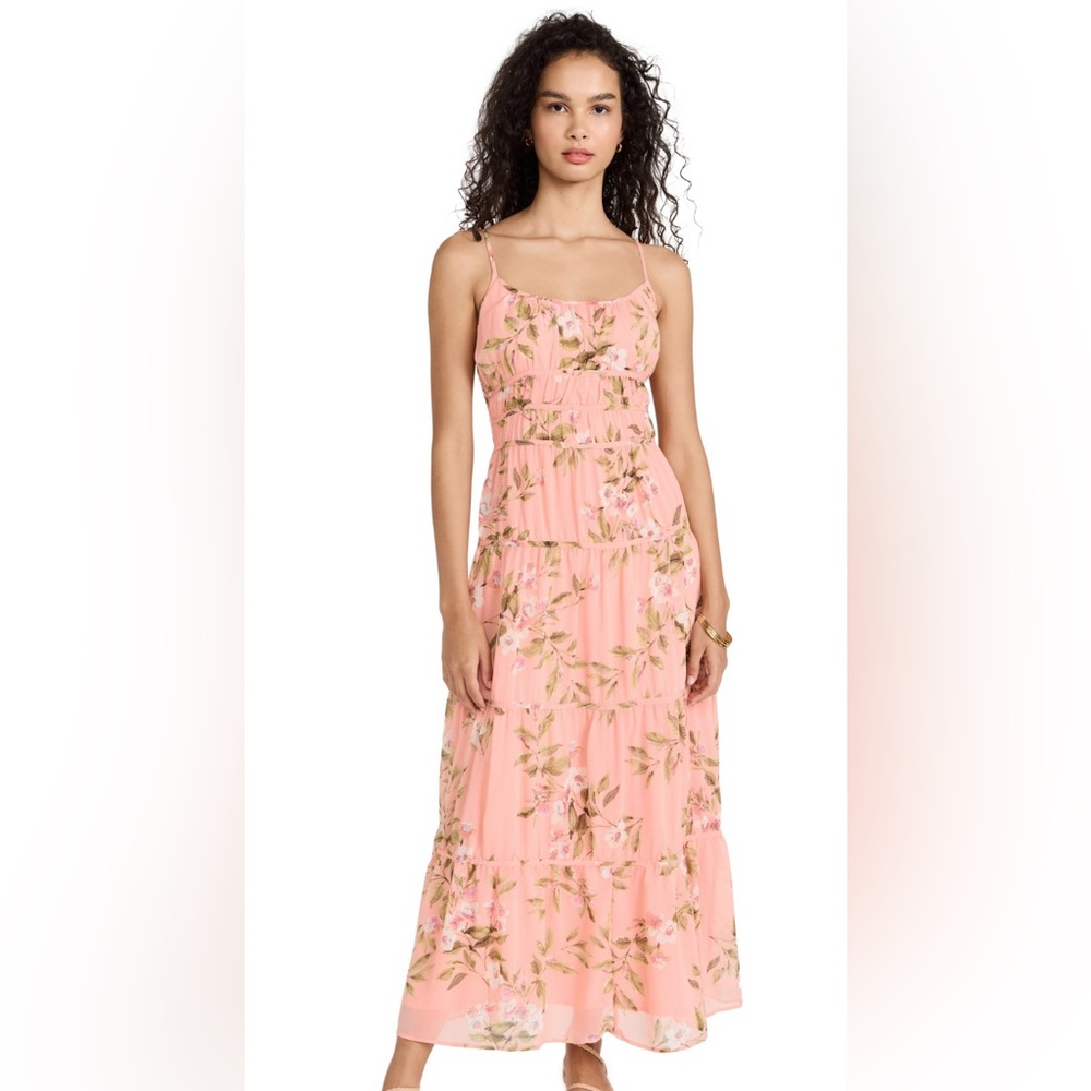 Lost + Wander Pink Ruffled Tiered Maxi Dress